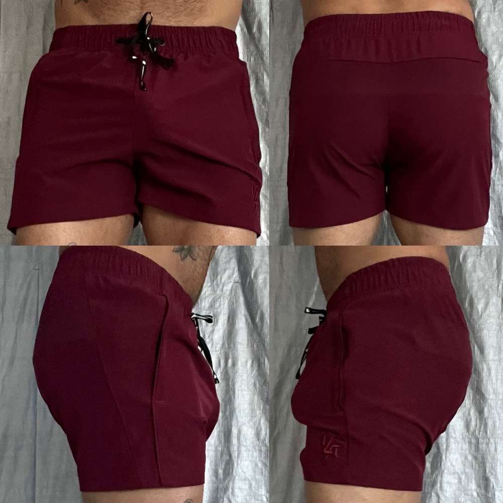Young LA burgundy gym shorts drawstring two pockets barely worn model# 101